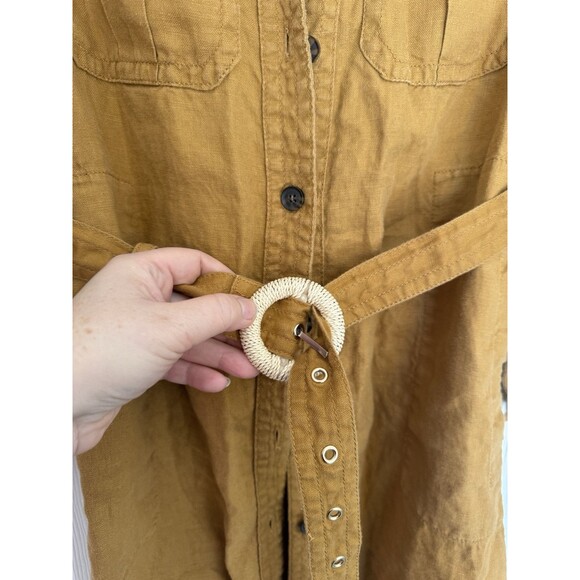 Banana Republic Heritage Linen Scout Dress Safari Lagenloook M Bronze - Picture 6 of 15